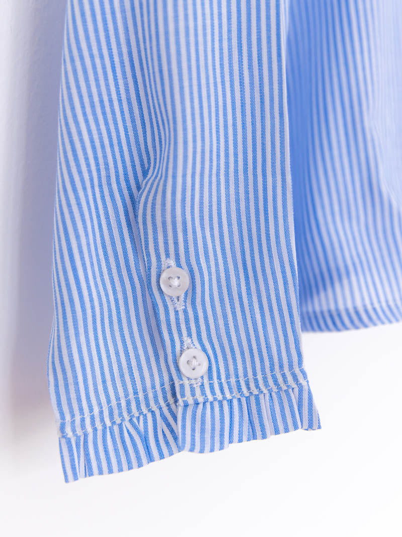 Mädchenbluse gestreift mit Volantkragen