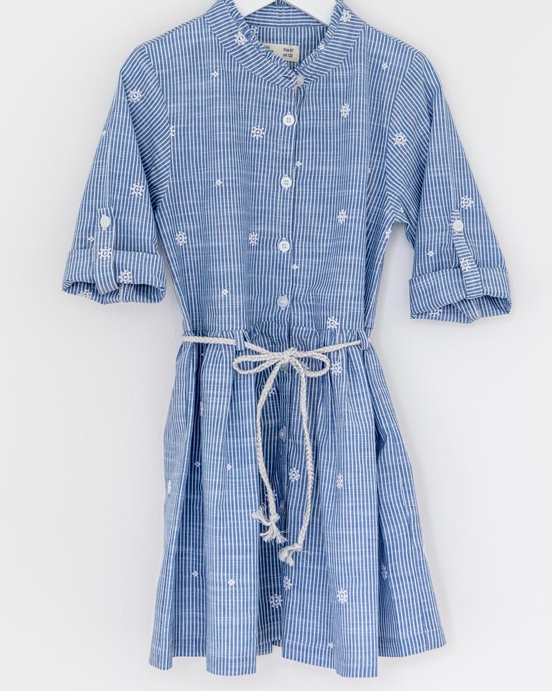 Mädchenkleid blau weiss Streifen