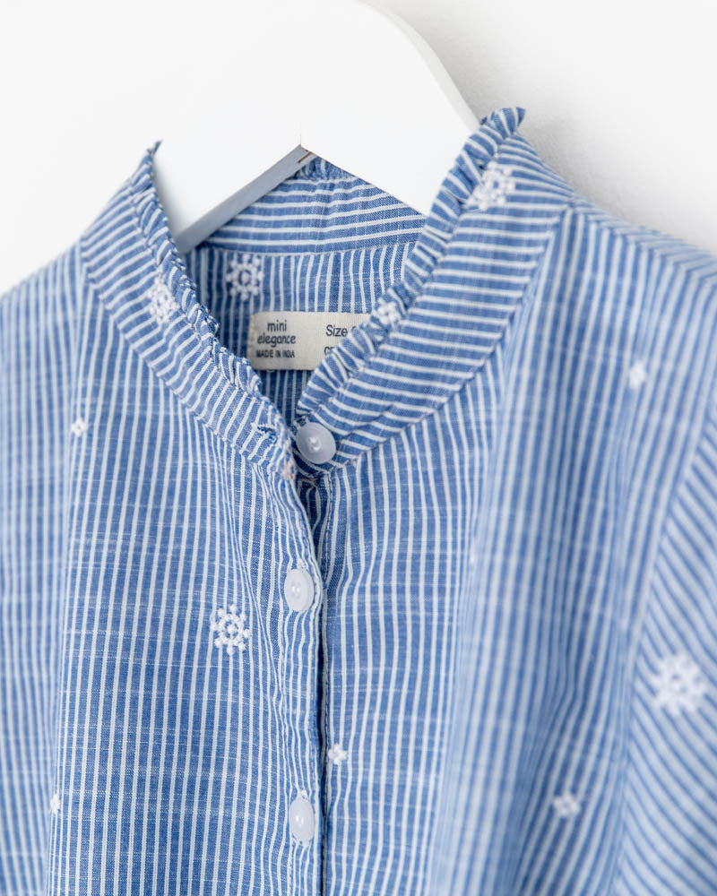 Mädchenkleid blau weiss Streifen