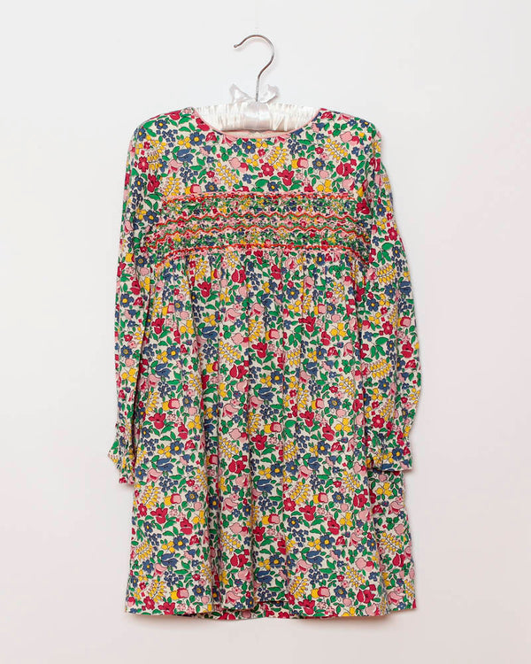 Mädchen-Smokkleid Blumenmuster bunt