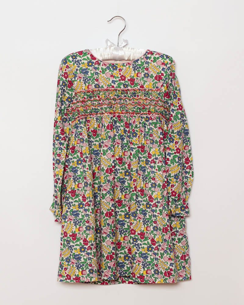 Mädchen-Smokkleid Blumenmuster bunt
