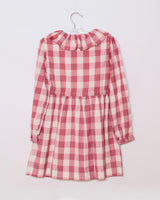 Mädchenkleid Rüschenkragen rosa kariert