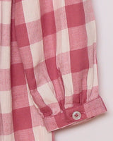 Mädchenkleid Rüschenkragen rosa kariert